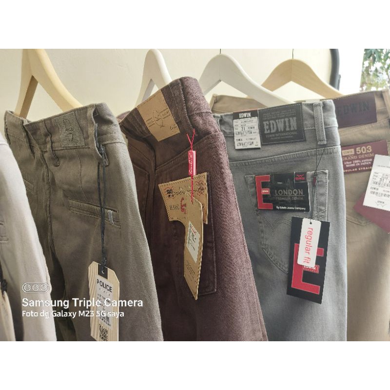Police Denim Celana Panjang Chino Stretch 100% Original Brand Mall Full Label Harga & Real Picture