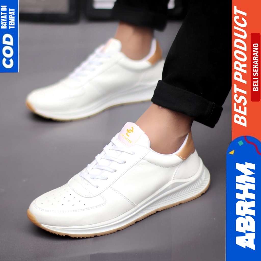 Sepatu Sneakers Pria Casual Hitam Kerja Kuliah Abrhm Aten