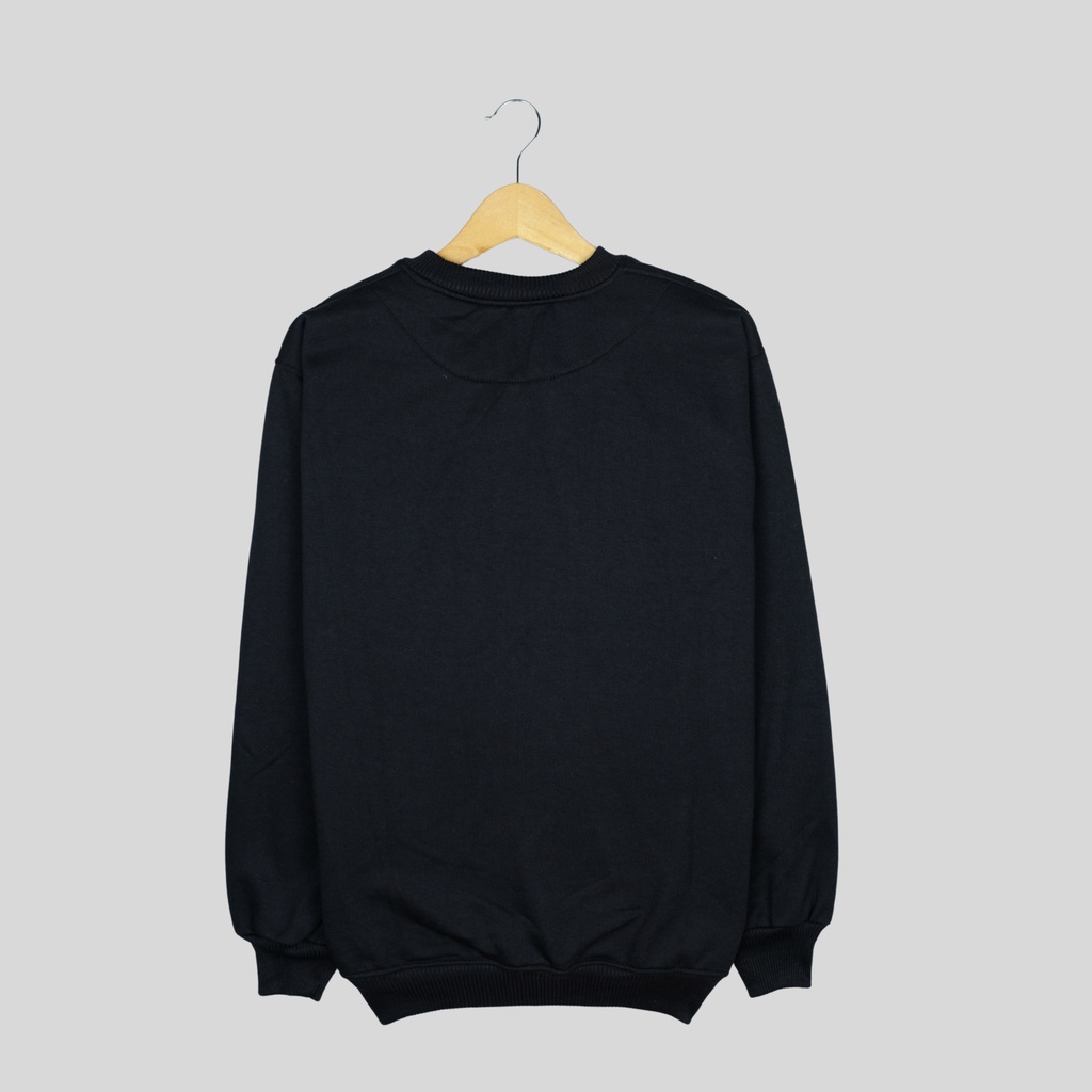 Sweater Crewneck Polos WNTRN Distro Pria Wanita Oblong Hitam Pekat Unisex Premium Sweatshirt Oversize