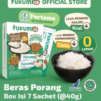 

✿ FUKUMI Beras Porang Box Sachet - Shirataki/Konjac Rice beras diet / beras rendah kalori 7 sachet ♪