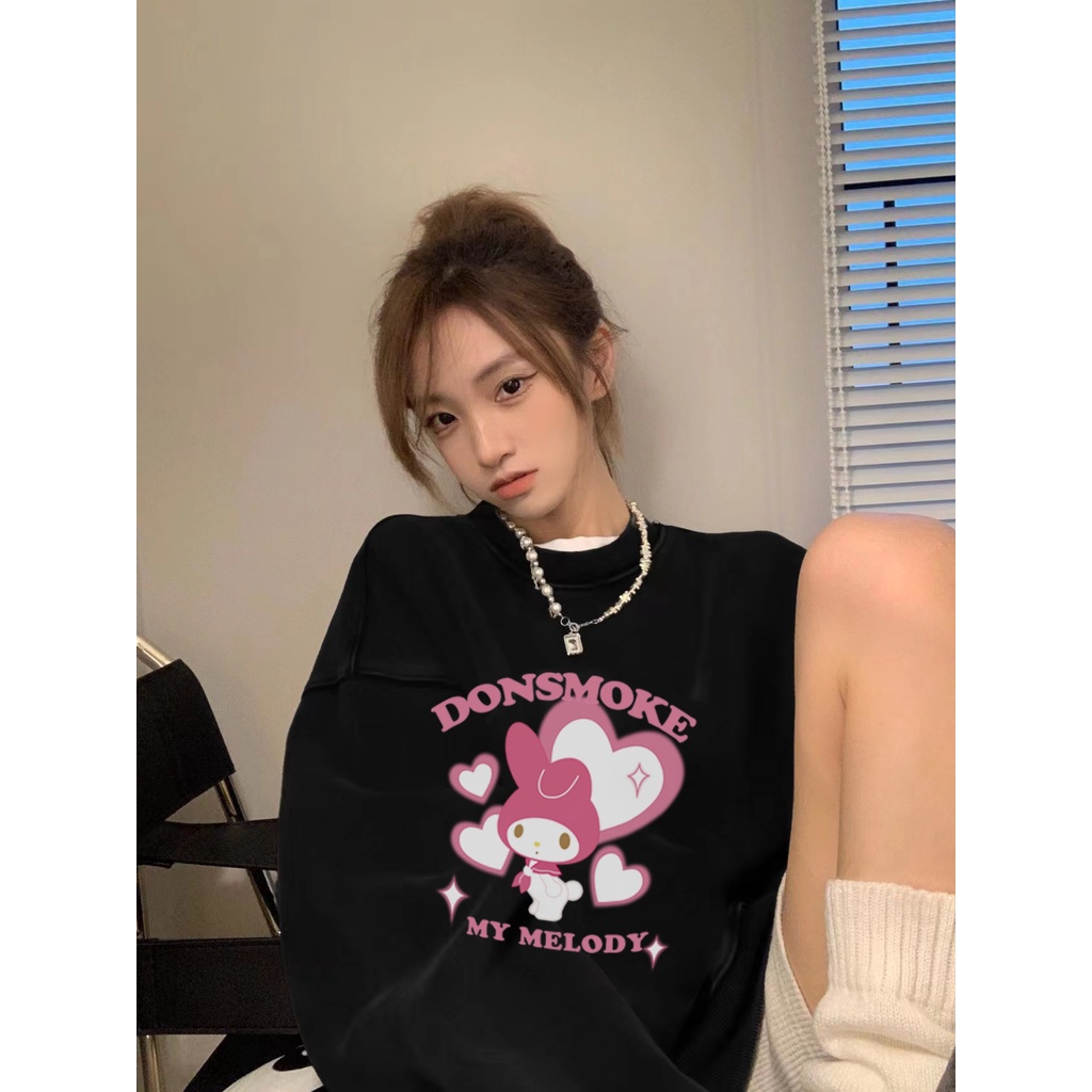 Sweater Oversize Pink Cartoon Unisex Sweater Oversize Korean Style