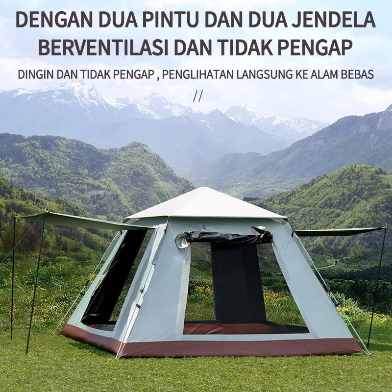 Tenda Camping Kemah Otomatis Kapasitas 4-6 Orang Lipat Portable Waterproof Anti Air Outdoor Indoor Tenda