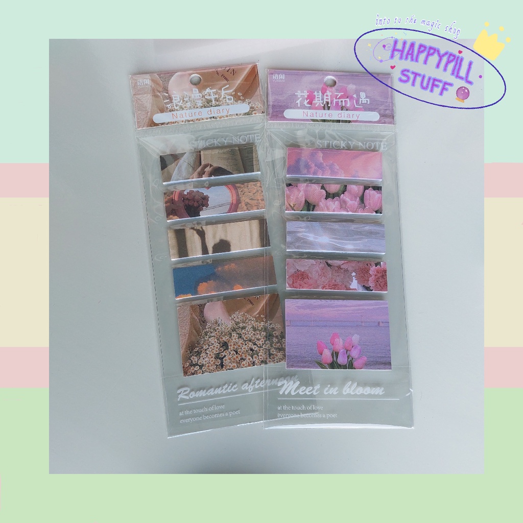 

[Happypillstuff] sticker mark label index sticky notes motif pembatas buku cute flowertree for office and school