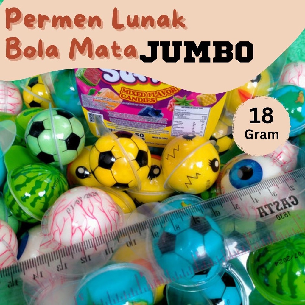 

Permen Softies MATA MONSTER SATUAN / Permen Lunak Bola Mata Jumbo 18 gr / Permen Lunak Bola mata softies jumbo ecer / permen lunak viral bisa ditelan isian selai