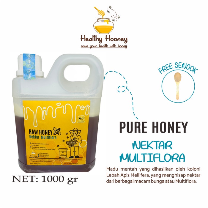 

[Ready Stock]- Madu Murni Mentah Asli Multiflora Alami Raw Honey 1Kg Healthy Honey