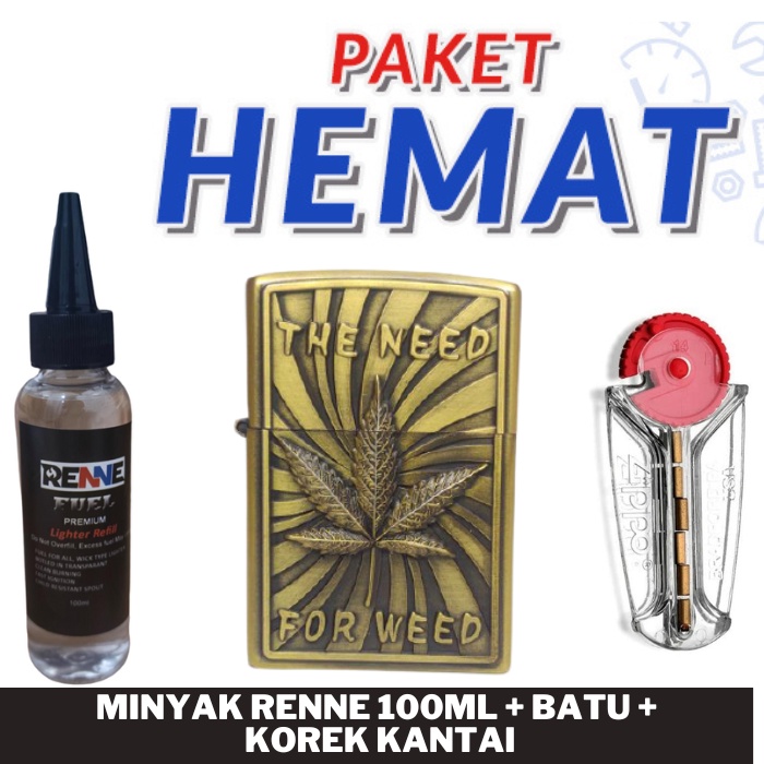 PAKET KOMPLIT KOREK API KANTAI PLUS MINYAK DAN BATU MOTIF DAUN - RANDOM