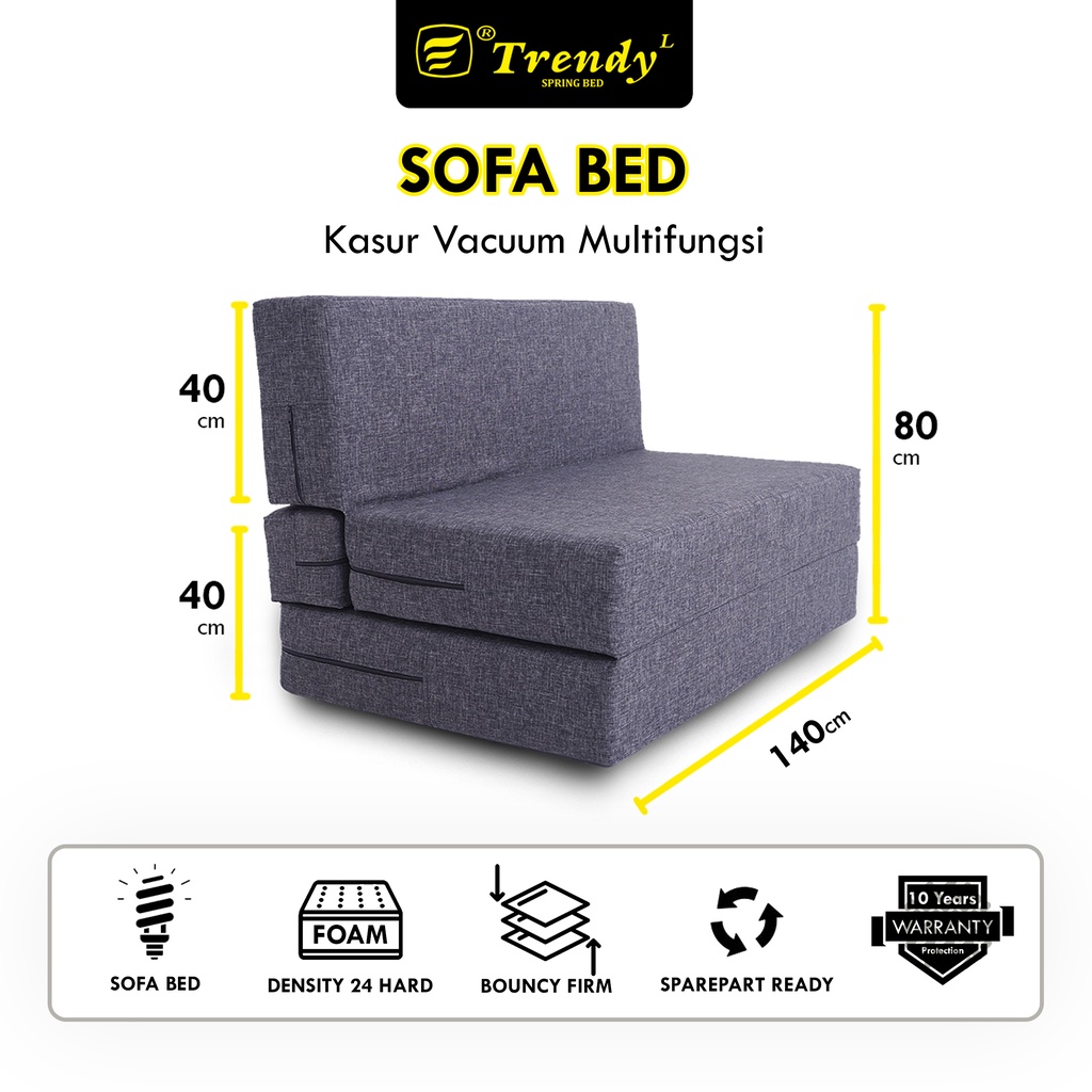 Trendy Paradiso Sofa Bed Premium 140x200x20 Vacuum, Press &amp; Roll (Sofa Lipat / Kasur Busa Multifungsi)