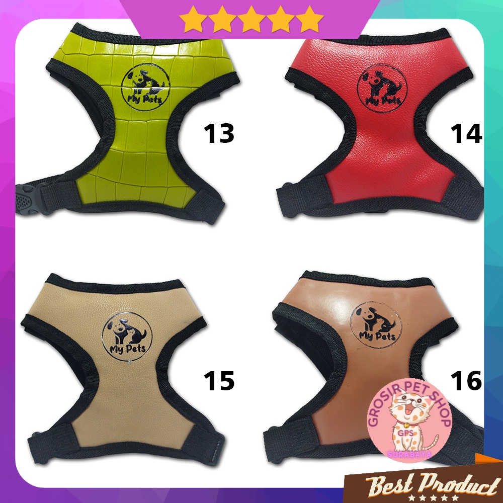 Rompi harness kucing anjing motif + tali tuntun kualitas premium baju kucing model rompi