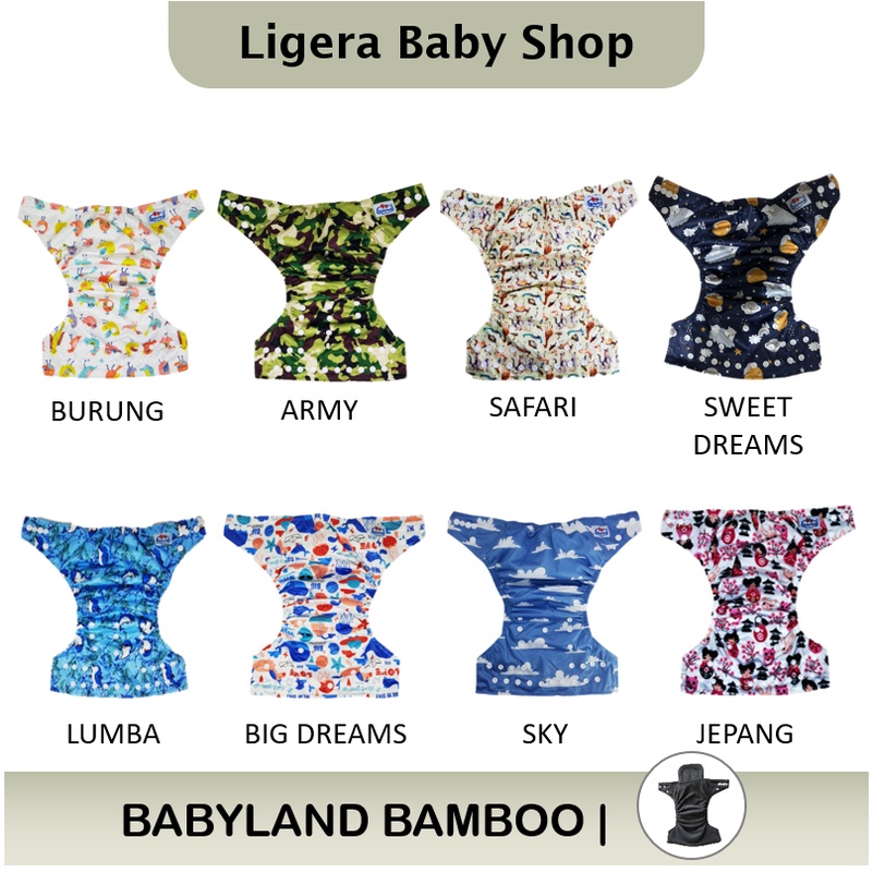 Popok Kain Clodi Kancing Babyland Original Bamboo - Pilih Motif C