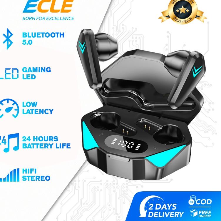 [ART. 079] (HOT) ECLE X-15 TWS  Gaming Earphone E-Sport Waterproof Headset Bluetooth Touch Control Low Latency LED Breathing Light