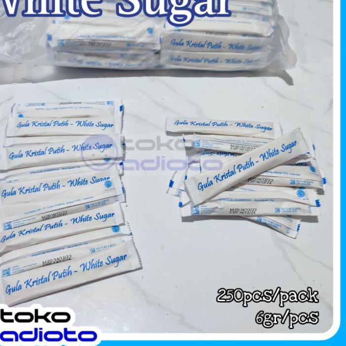 

✺ White Sugar Stick 6gr isi 250pcs / Gula Putih Kristal / Gula Pasir Kristal / Gula Kristal / Gula Sachet / White Sugar ✮