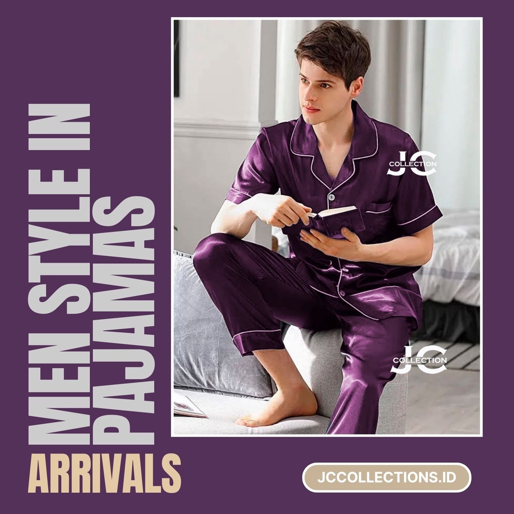 Baju Tidur Piyama Pria Jumbo CP - Piyama Satin Jumbo / Pajamas Big Size  -  JCCollections