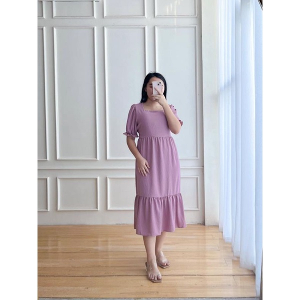 Festive dress - puff sleeve dress - gaun pesta - dress ala korea - korean flare dress - A line skirt