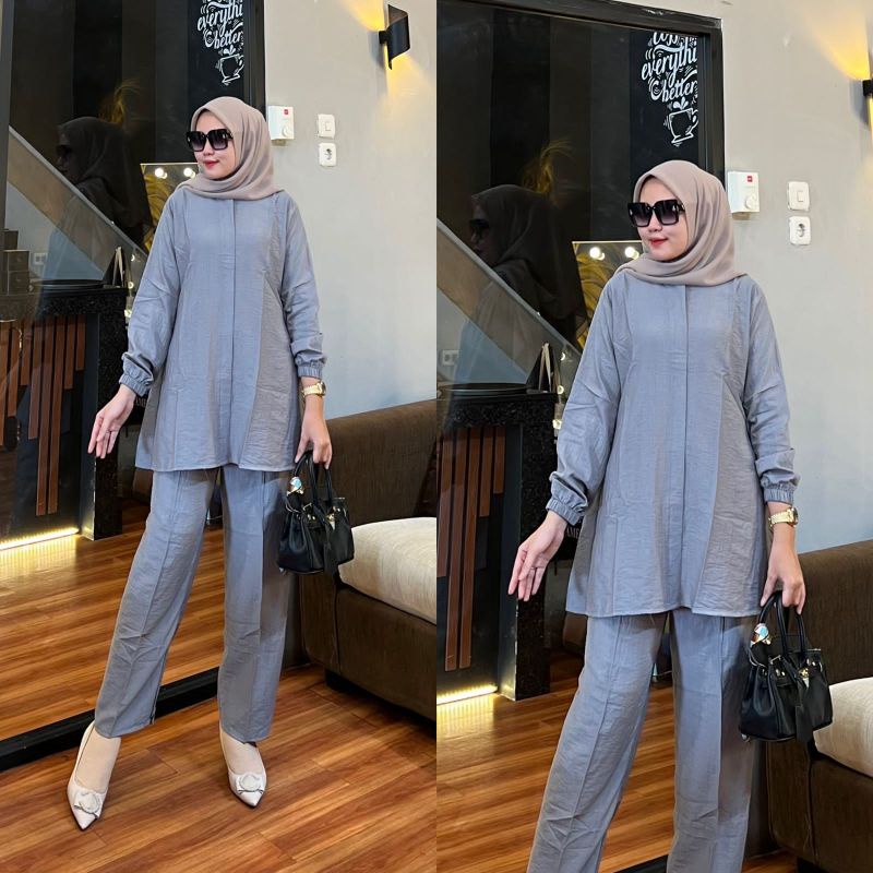 one set wanita polo linen polos pc8 premium