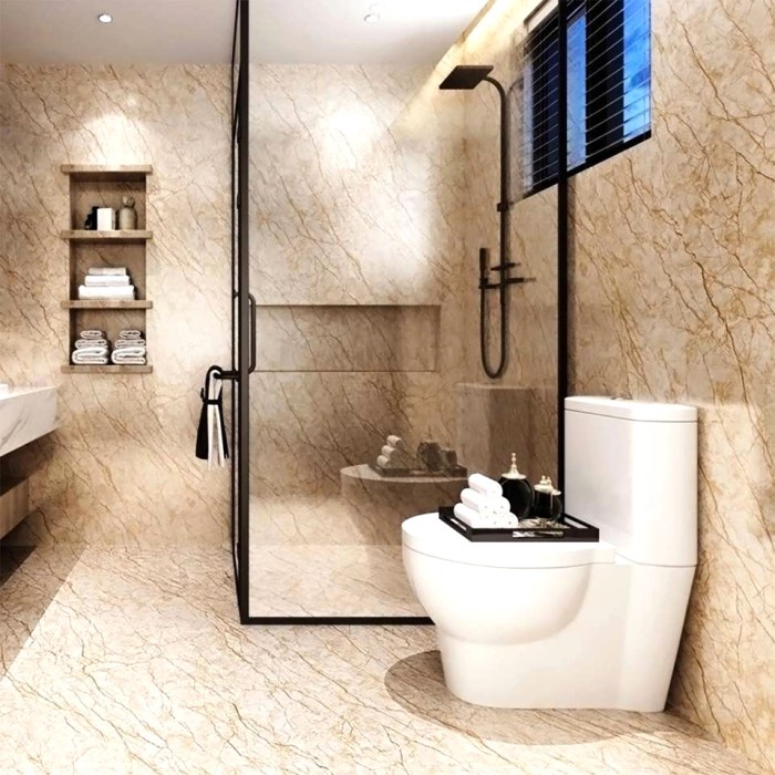 Terlaris Wallpaper Dinding / Lantai Kamar Mandi 3D Motif Marmer Glossy Anti Air
