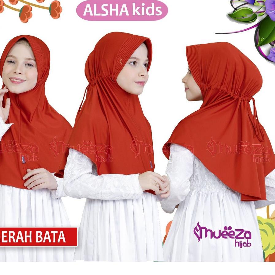Jilbab Anak Sekolah SD Umur 8 Tahun Bahan Jersey Kerudung Instan Alsha Mueeza Hijab