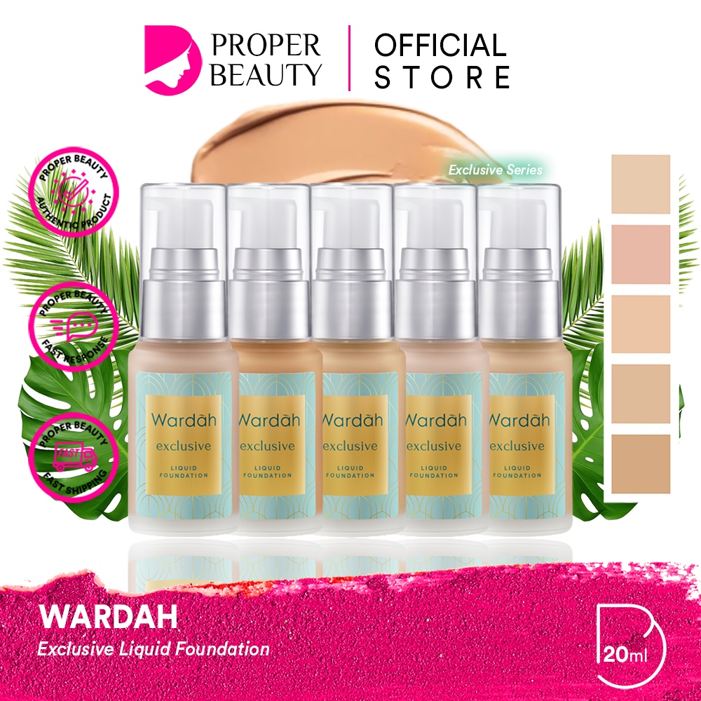 WARDAH Exclusive Liquid Foundation Indonesia / Foundation Cair Wajah 20ml / SPF 30 / Flawless Coverage With Lightweight Texture / Matte Tahan Lama 8 Jam / Moisturizer Gel / Light Beige Sheer Pink Sandy Beige Coffee / Cosmetic Face Makeup Make Up Series