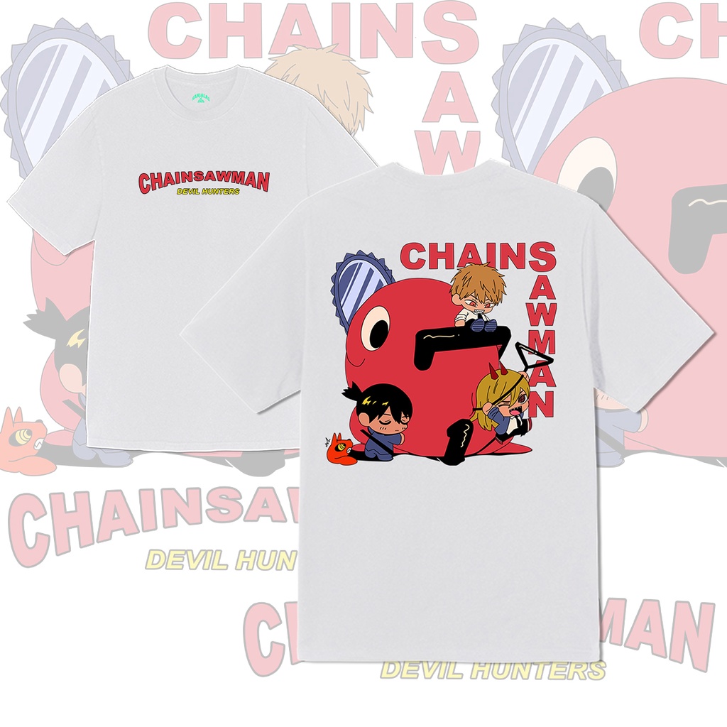 Kaos Anime Chainsawman Pochita Devil Hunters T-Shirt Cotton 24s