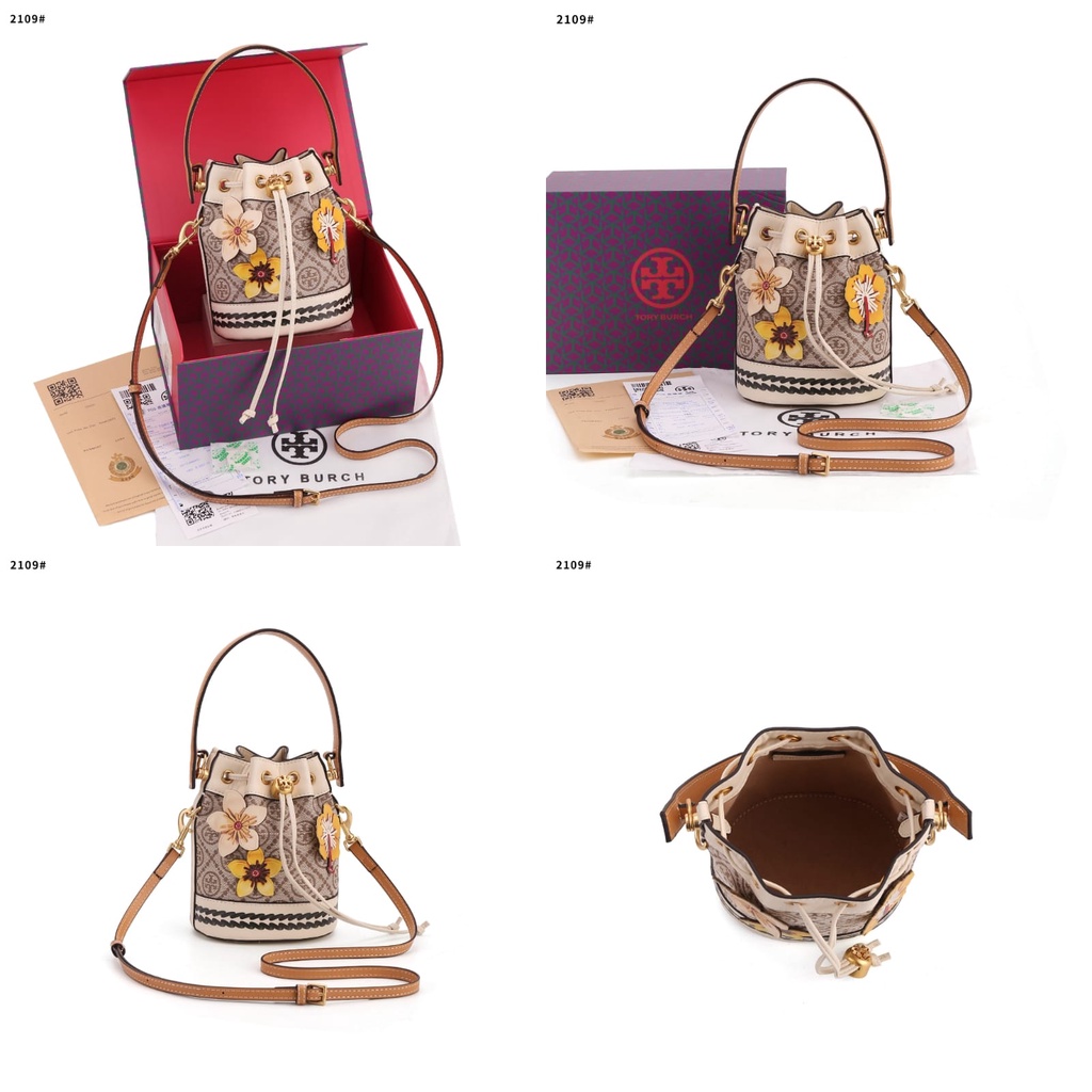 T Flower Bralded Mini Bucket Bag's Gold Hardware TC2109