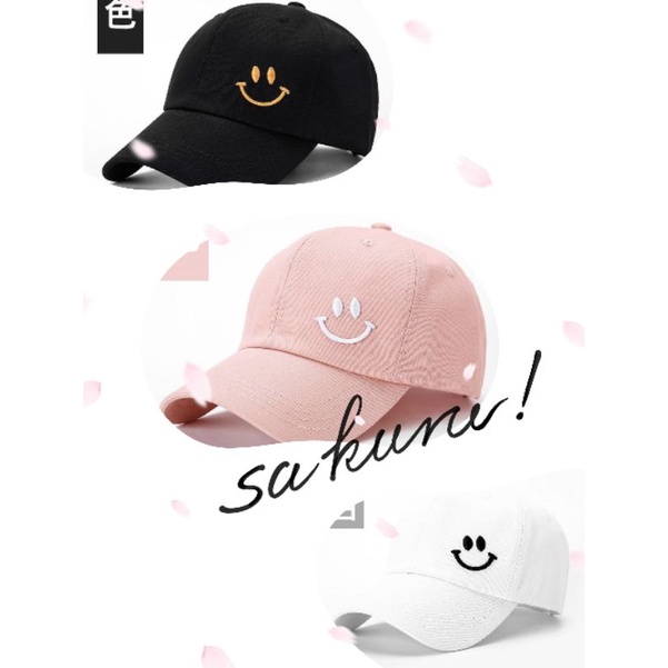 Topi Baseball Smiley/Topi Bordir Smiley❤