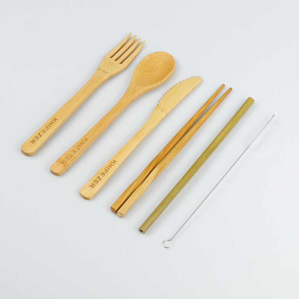 (BISA COD) FTIHSHP  Cutlery Set Perlengkapan Makan Japanese Style Bamboo - EA02510