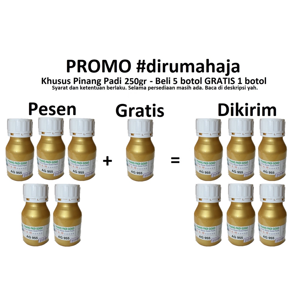 PROMO CAT EMAS PINANG PADI / WATER BASED BASE GOLD PAINT 250GR 250 GR - BUY 5 GET 1