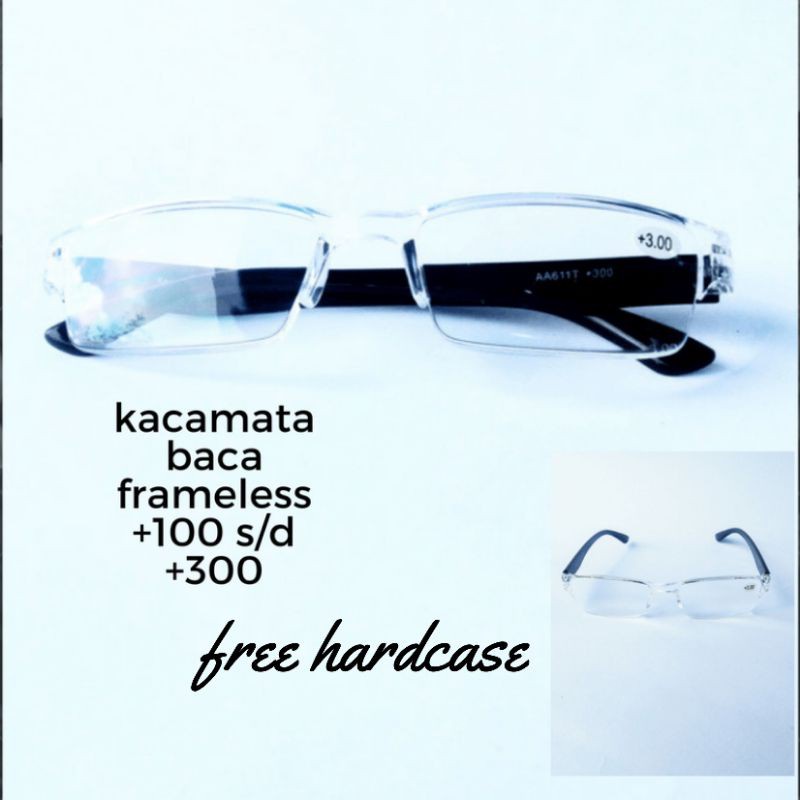 BEST SELLER kacamata baca plus frameless bening pria dan wanita