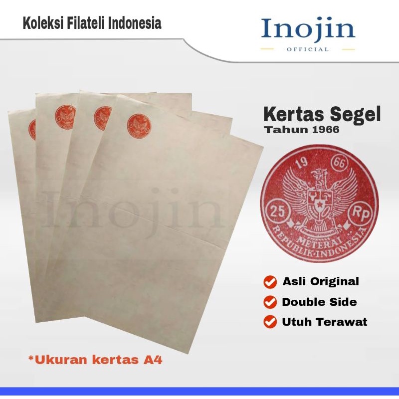 

Kertas Segel Tahun 1966 Double Side Asli Original
