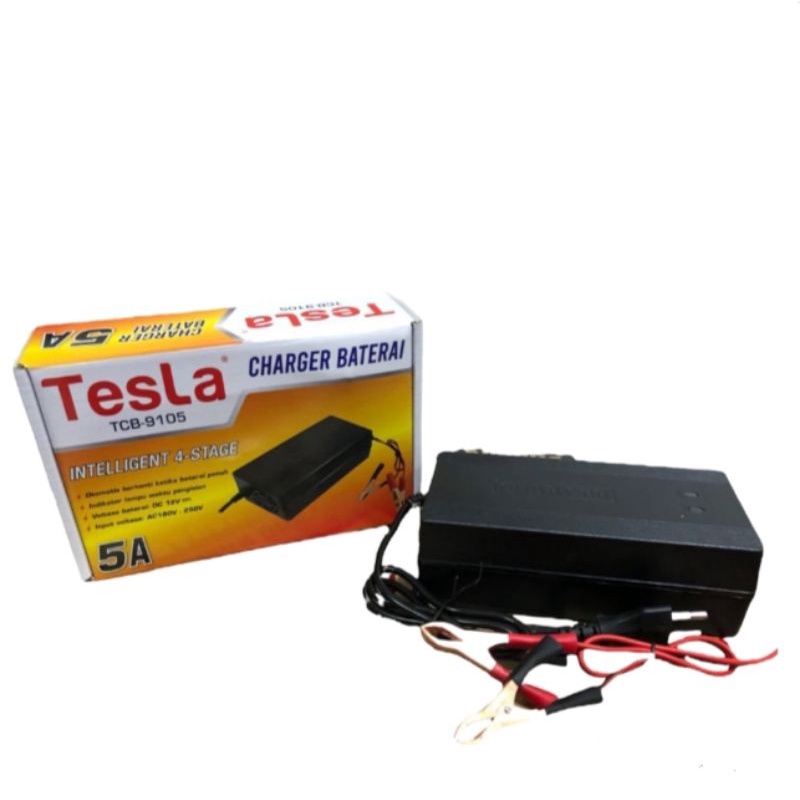 Charger Cas Aki Accu Intelligent Otomatis 12V 5A TESLA  Motor TCB-9105