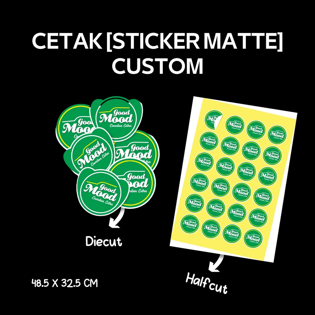 

[STICKER VINYL MATTE] CETAK STIKER LABEL A3+ BISA CUSTOM UKURAN
