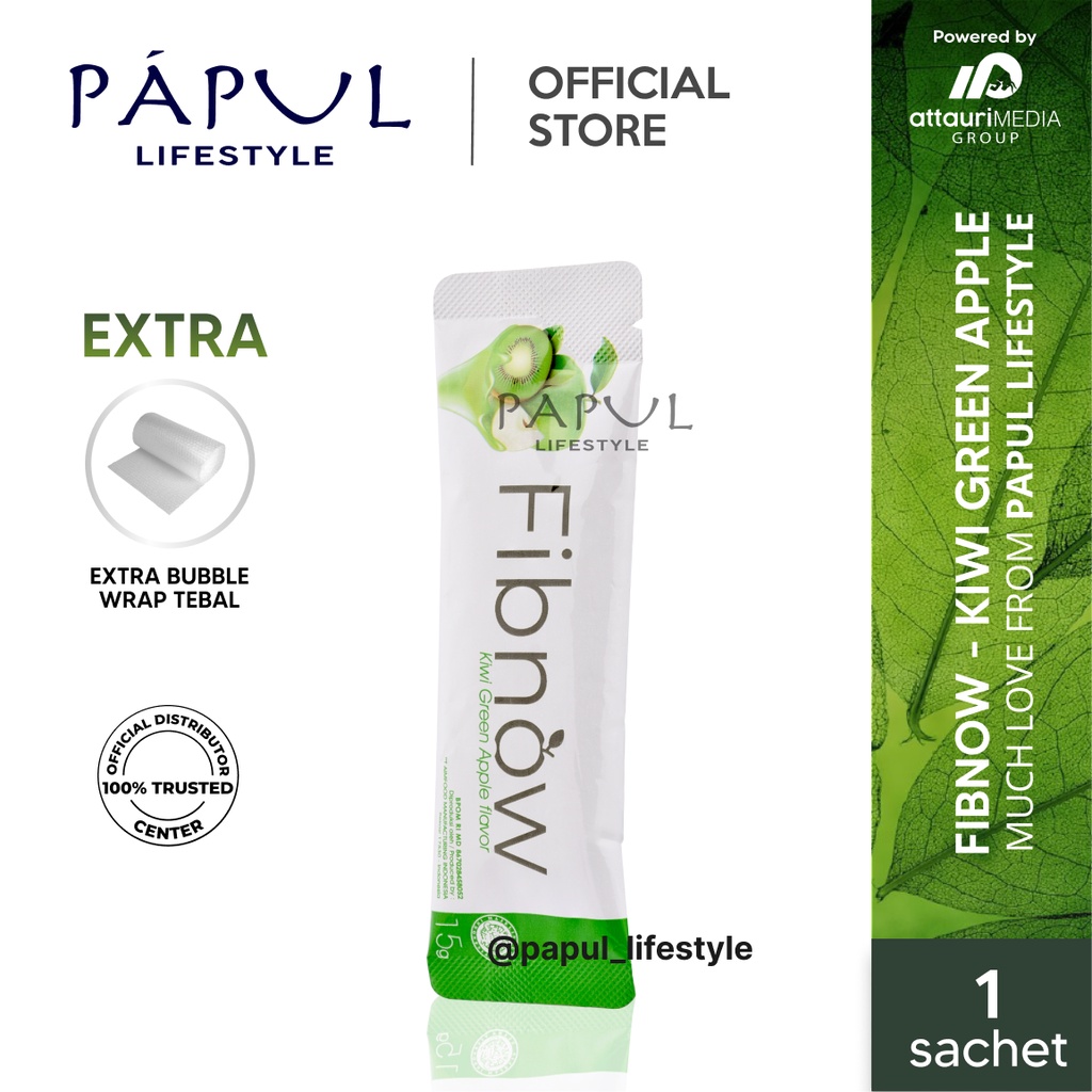 Fibnow Nutrition High Fiber Kiwi Green Apple Body Slim Pelangsing Alami Diet Detox 1 Sachet Papul Li