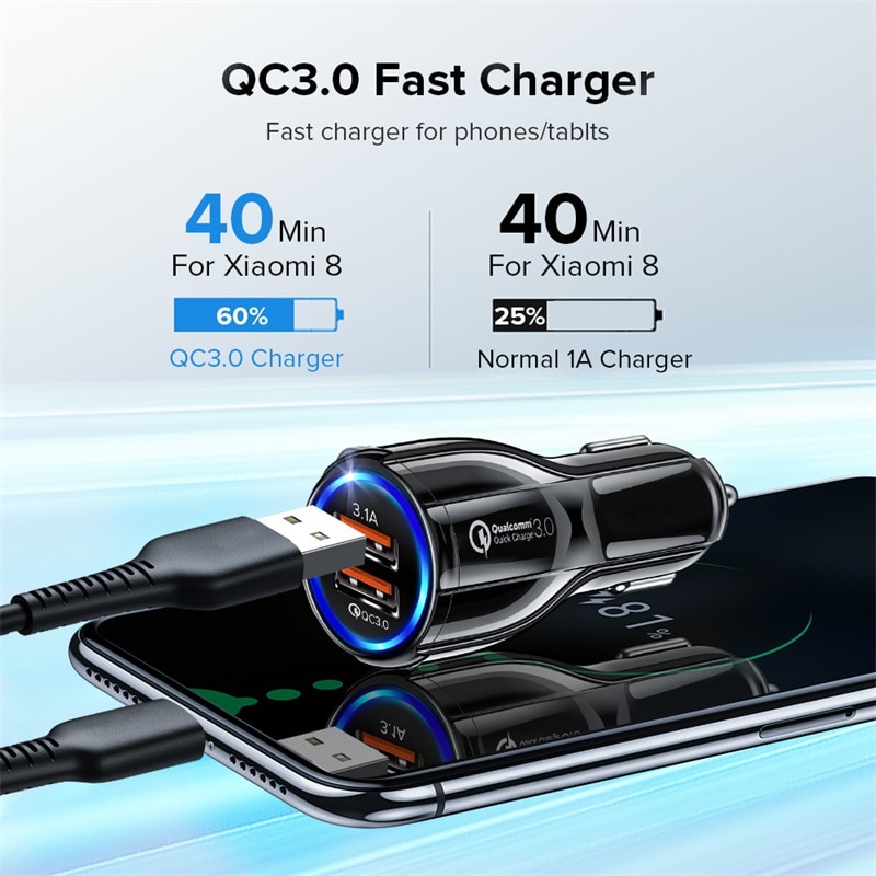 （BISA COD）USB Mobil Charger Mobil Fast Charging 3.0 3.1A 2 Port