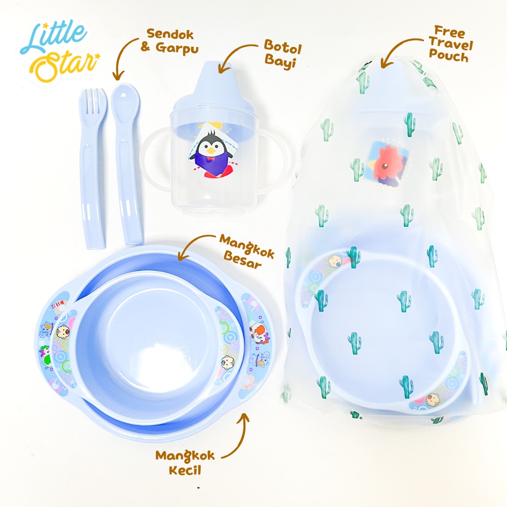 LS 5in1 Baby Gift Bag Feeding Set Paket Perlengkapan Makan Bayi Baru Lahir Mpasi Newborn