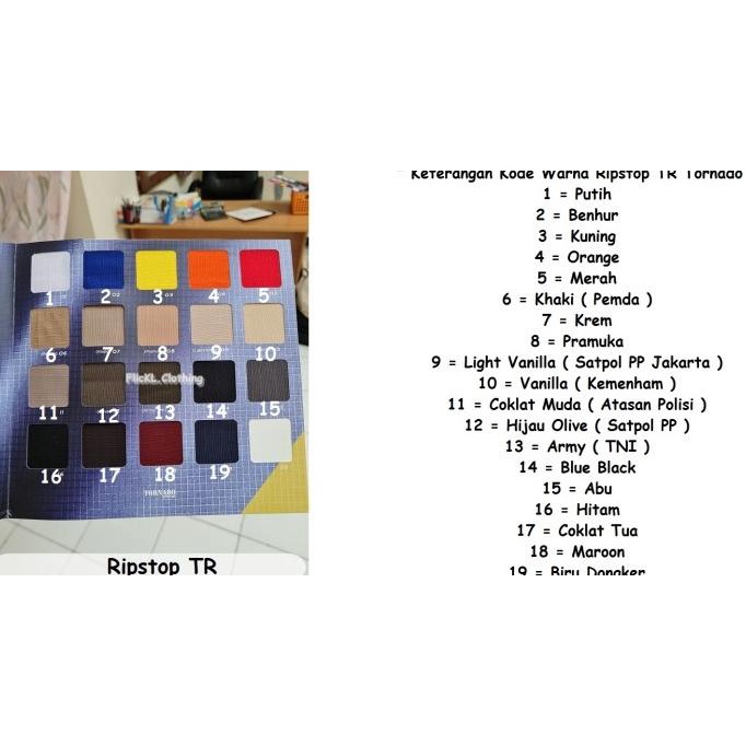 Bahan Kain Tornado Ripstop Cotton Katun Celana Baju Kemeja Seragam