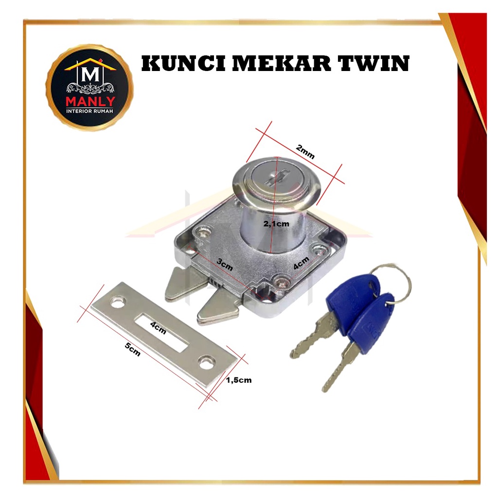 Kunci Laci Mekar 202 Mekar HL 505 Lemari Pintu Geser Sliding Laci Loker...FREE SEKRUP