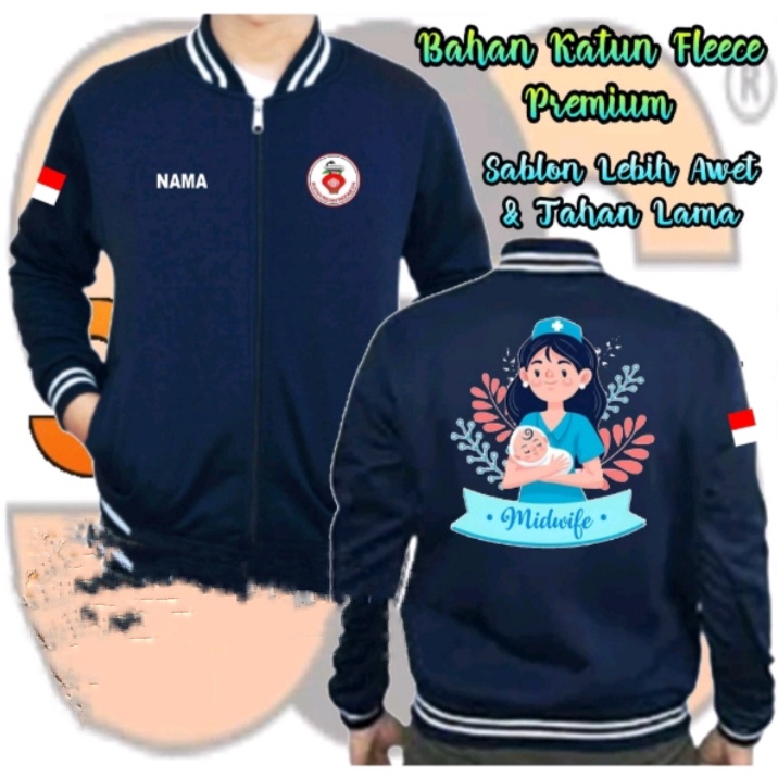 JAKET MIDWIFE - ZIPPER MIDIWIFE - JAKET BIDAN -  FREE NAMA