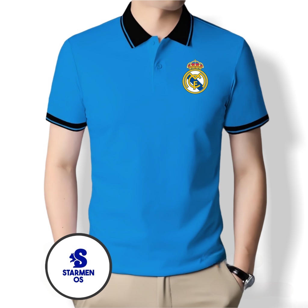 Kaos Wangki Polo Atasan Tshirt Pria Kerah Wangki Big List LOGO REAL MADRID