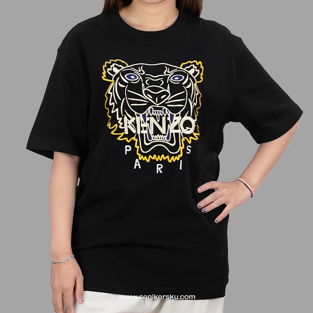 Kenzo Tiger Embroidered Yellow Black Tee