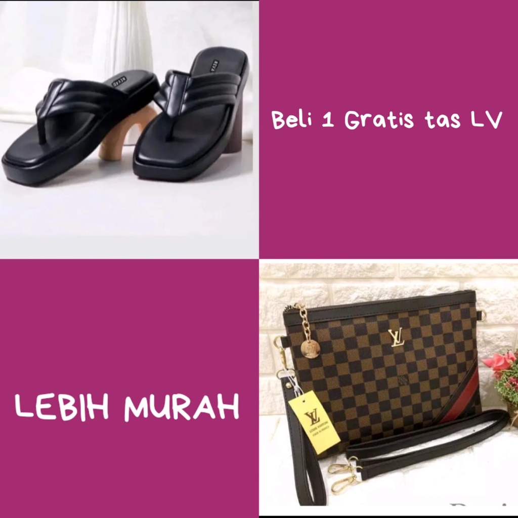 Sandal Jepit Wanita Spon Wedges Cantik Simple Kekinian Terbaru 2023