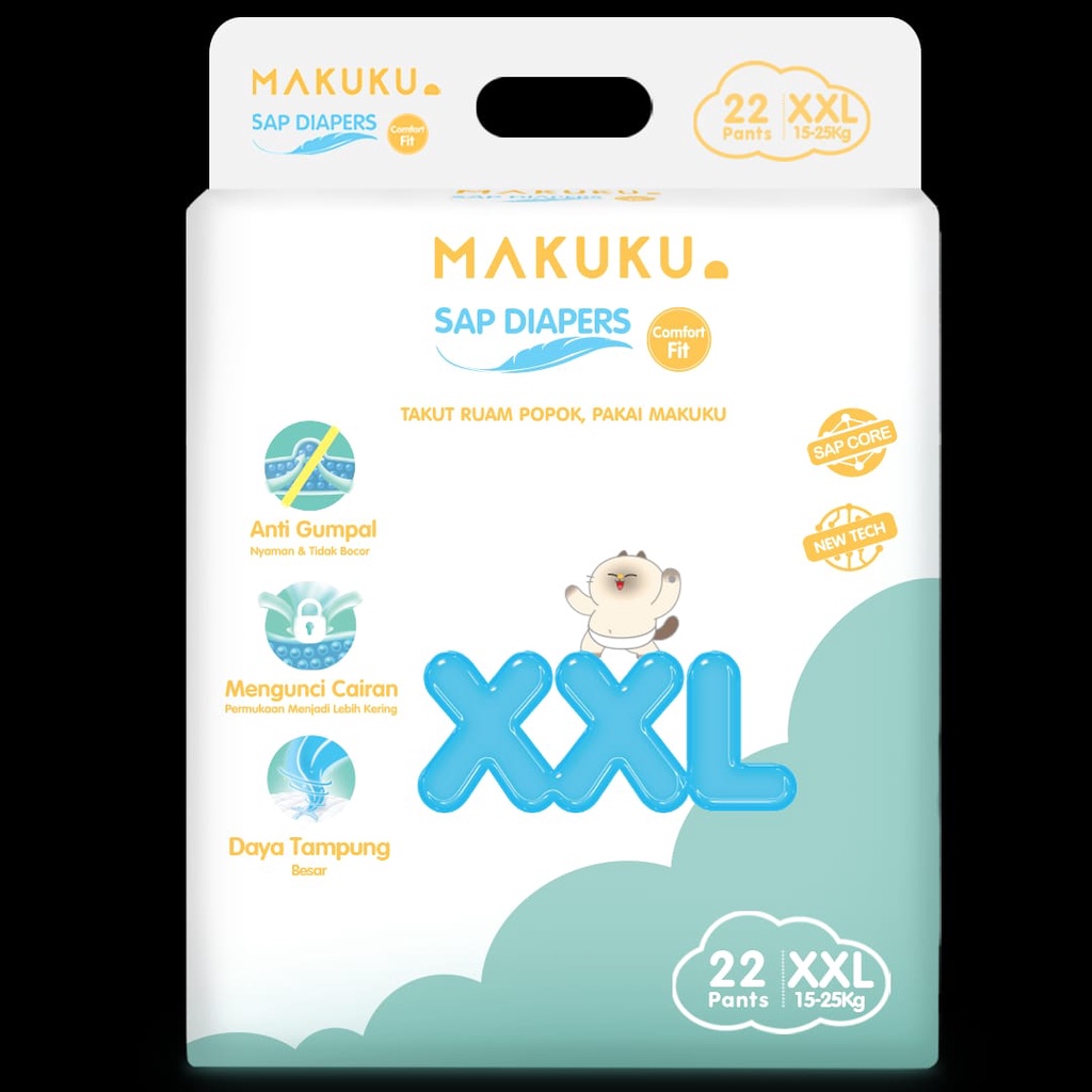 Makuku SAP Diapers Comfort Fit Pants NB32/S30/M28/L26/XL24/XXL22