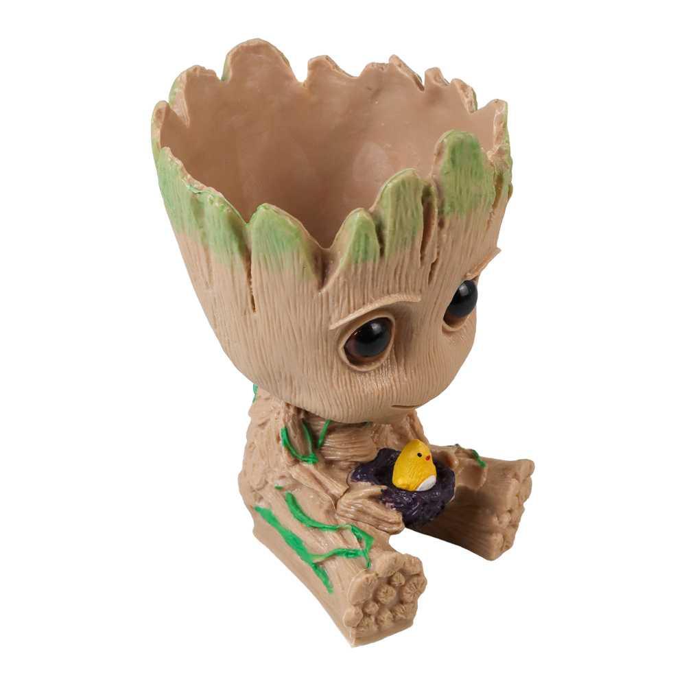 Groot Action Figure Marvel Holding Pot Tanaman 14cm - TKR9 - Brown