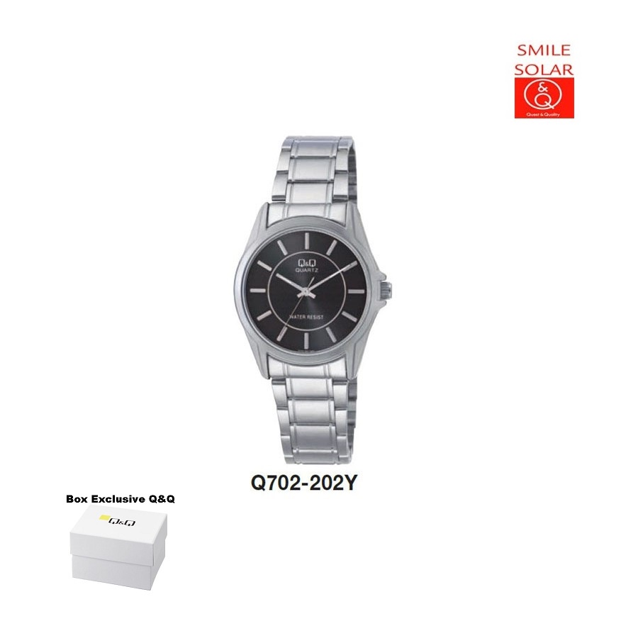 Jam Tangan Pria Casual Business Rantai Stainless Steel Analog Original Q&amp;Q QnQ QQ Q702 Q702J Series