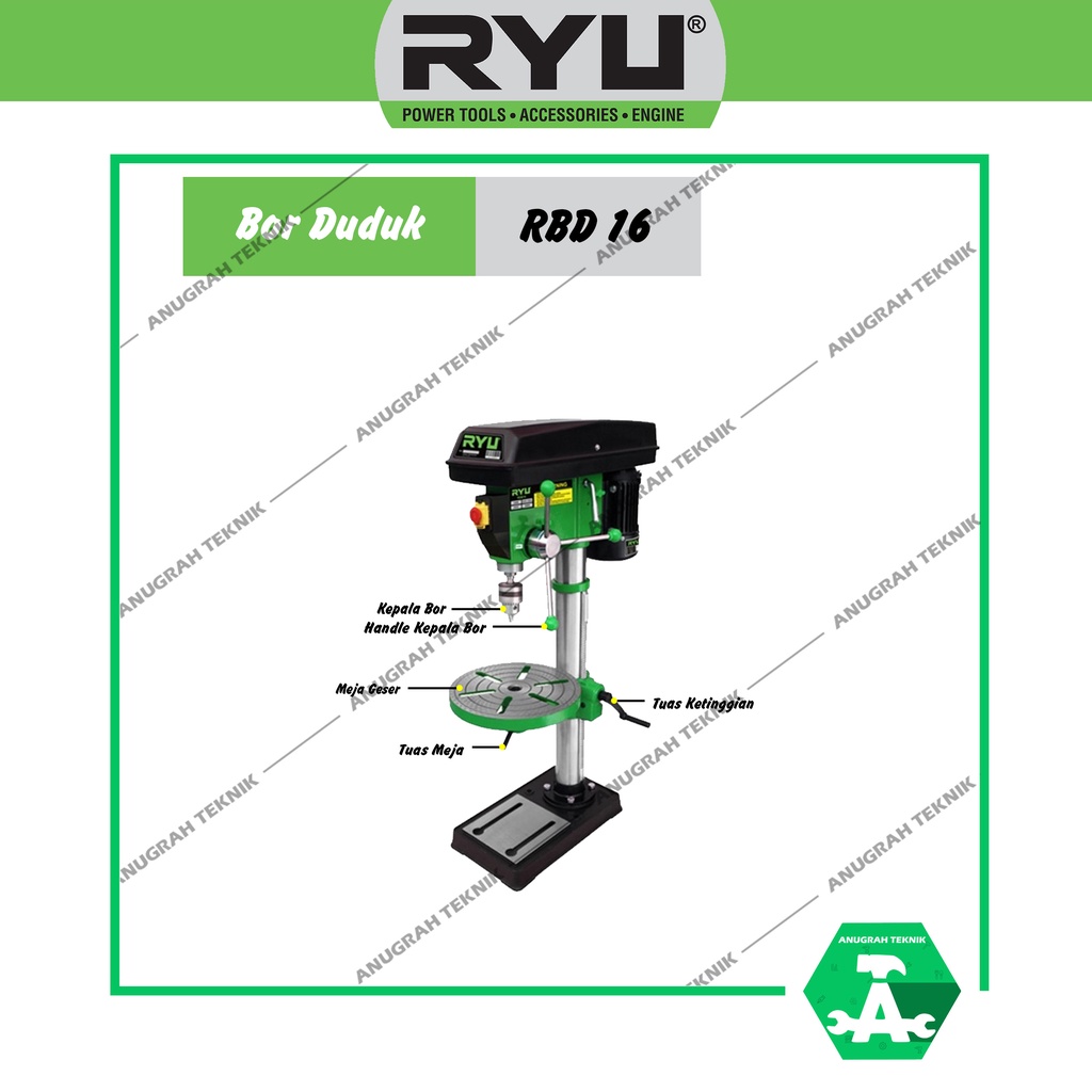 RYU Mesin Bor Duduk 16mm Bench Drill RBD 16 mm Bor Duduk