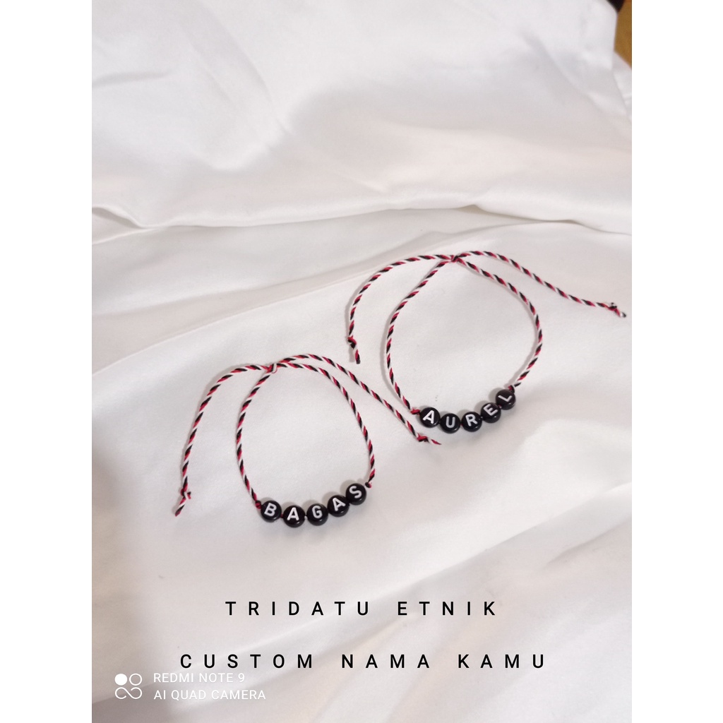 (Gratis) GELANG NAMA CUSTOM TRIDATU ETNIK KHAS BALI MOTE PIPIH (beli 10 gratis 1)