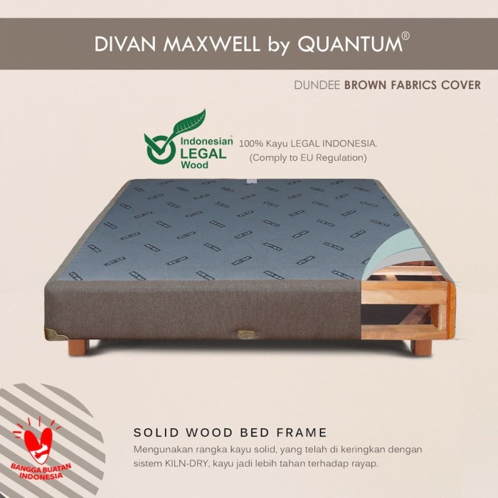 Terlaris Quantum Divan Maxwell Brown - Dipan Kayu Kasur Springbed Spring Bed