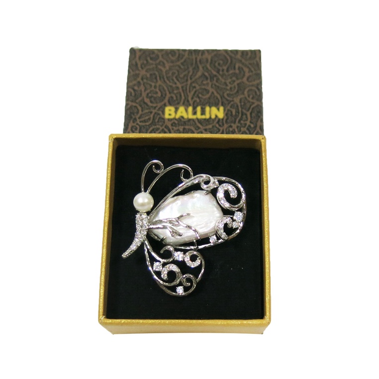 Ballin Bross Wanita Xellia Butterfly Brooch 4x4cm Silver - Gold