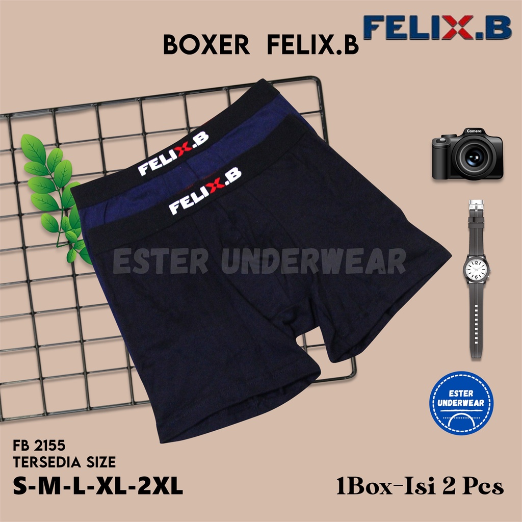 Celana Boxer Pria Shorty Felix.B 2155 Isi 2 Pcs