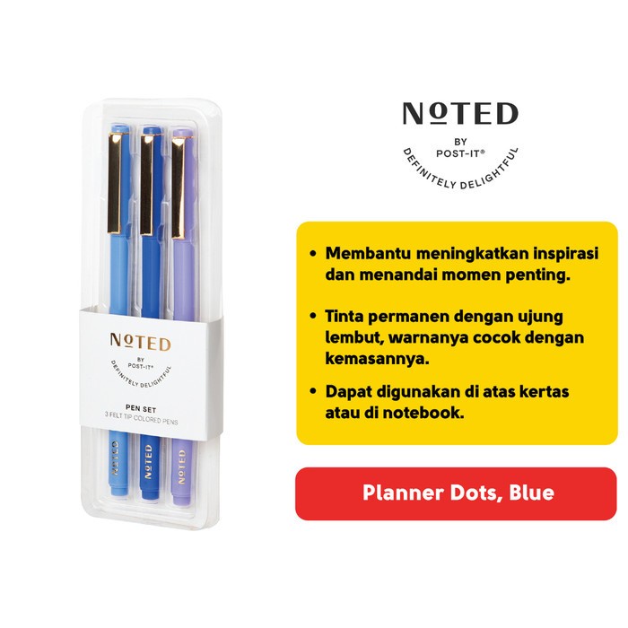 

3M Noted by Post-it Pens Blues Pulpen Biru NTD-PEN3-BLU (Isi 3)
