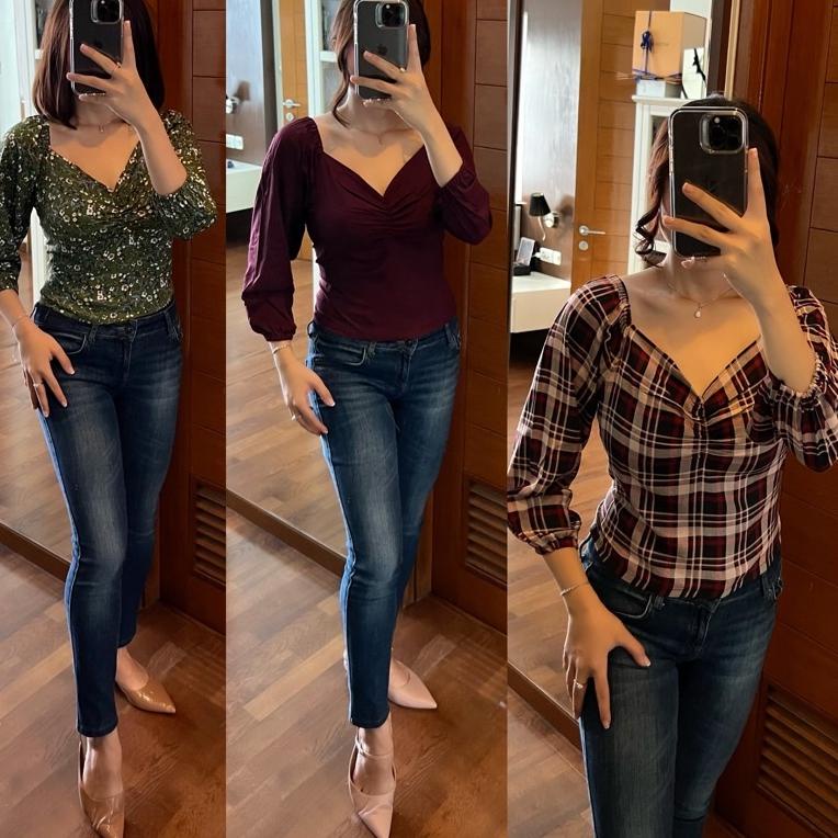 RECOMENDED ATASAN CROP RAYON ATASAN SABRINA BAJU ATASAN CROP TOP KARET PREMIUM