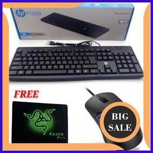 PAKET KEYBOARD USB HP K-1600 & MOUSE GAMING HP M100 & MOUSEPAD RAZER 1M4R23 tools n parts